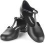 Diamant Dansschoenen Lage Hak voor Dames 053-029-034 Ballroom Salsa Latin Zwart Leer - Thumbnail 3