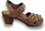 DINA Betty heels nubuck leer coffee brown hak met hielriem gevlochten - Thumbnail 4