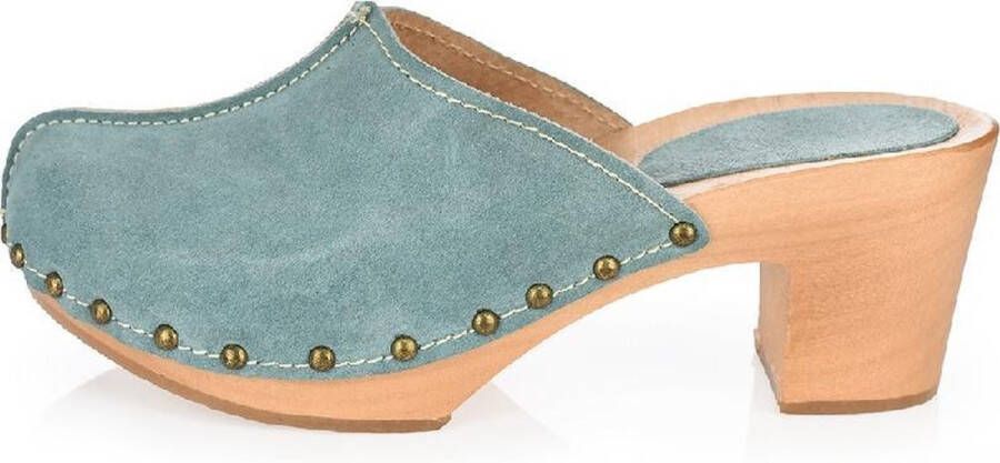 DINA Heels mint groen suede clogs dames clogs op hak