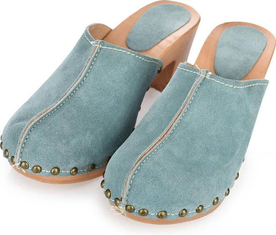 DINA Heels mint groen suede clogs dames clogs op hak