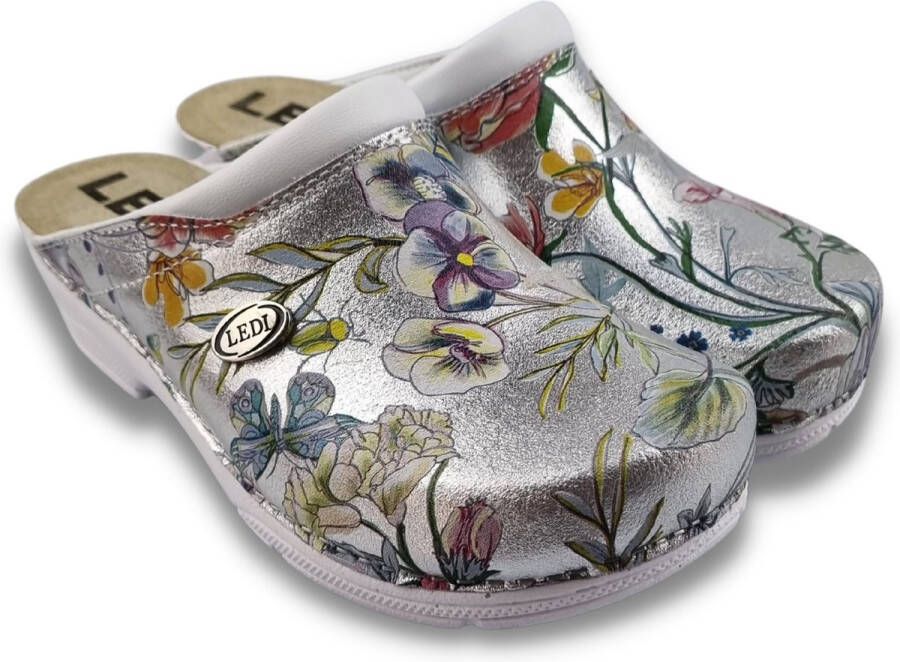 DINA Medische PU klompen PU klompen met kunststof zool ziekenhuis klompen zorgklompen CLOGS silverflower