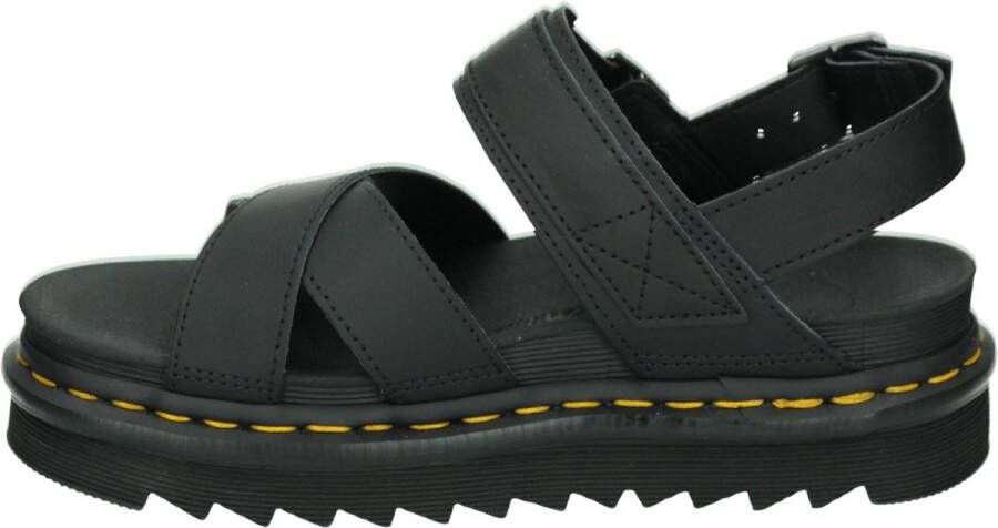 Dr. Martens DVOSS II BLACK HYDRO LEATHER Platte sandalenDames Sandalen Zwart