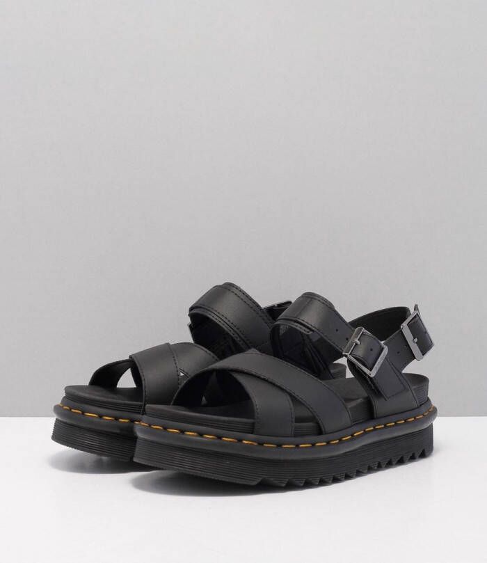 Dr. Martens DVOSS II BLACK HYDRO LEATHER Volwassenen Platte sandalen Zwart