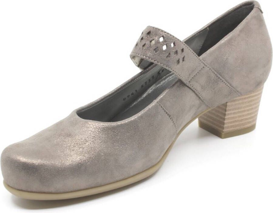 Durea 5735 Taupe Pump klittenband sluiting nubuck Wijdte H