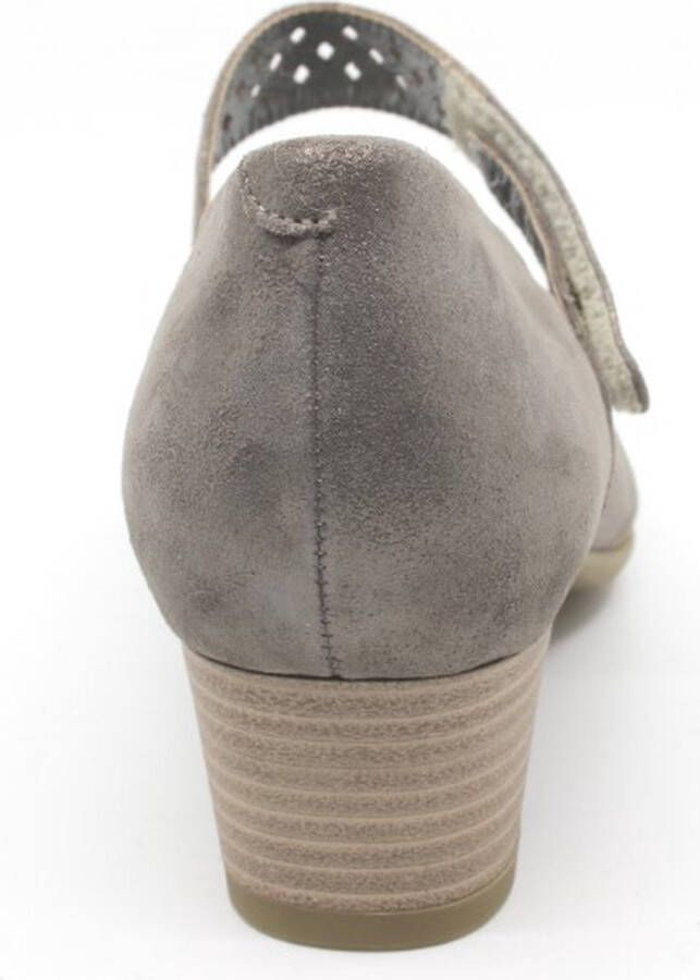 Durea 5735 Taupe Pump klittenband sluiting nubuck Wijdte H