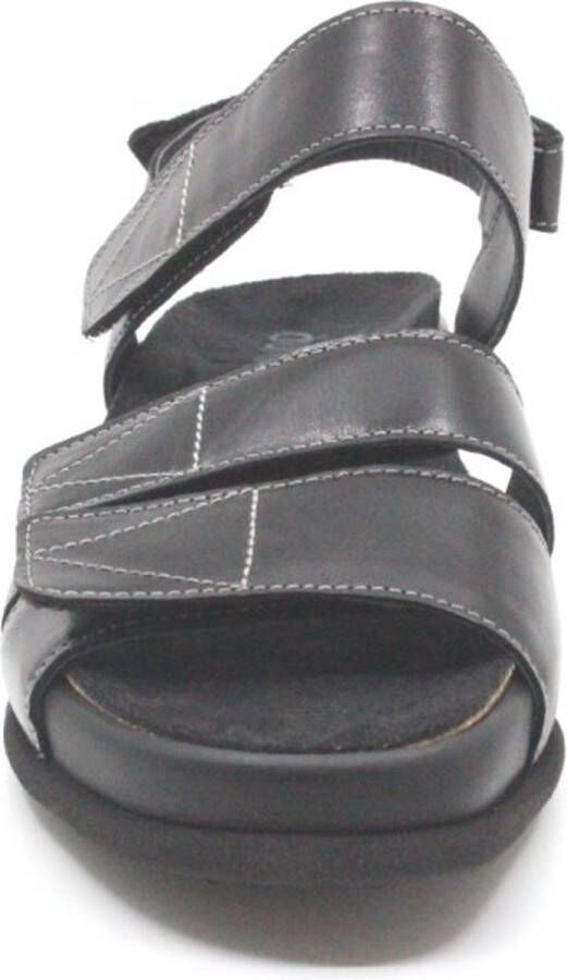 Durea 7416 795 0490 Zwarte dames sandalen met klittenband sluiting