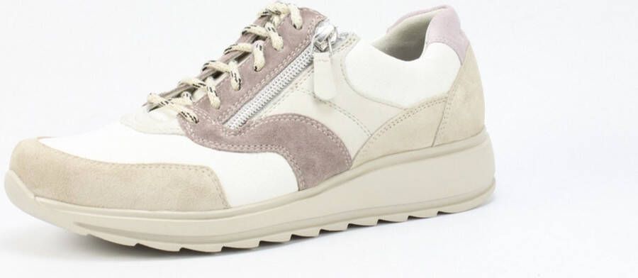 Durea Dames Sneaker 6279-685-0358 Taupe Wit Beige Wijdte H (38.5)