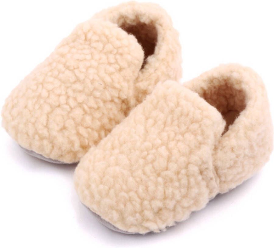 Babyslofjes beige baby slofjes anti-slip