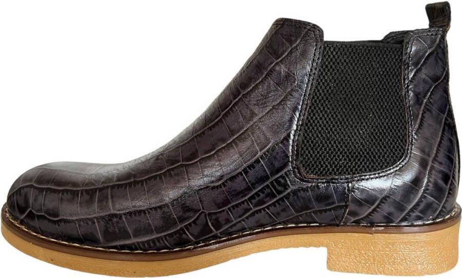 Chelsea boots- Heren schoenen- Exclusief mannen laarzen 507- Leather- Zwart met grijs