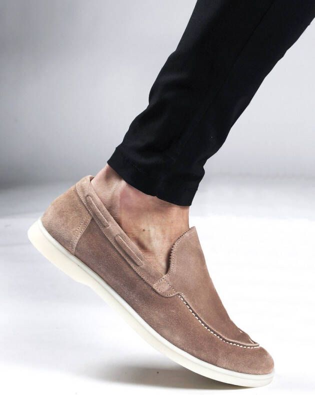 Cotton District Suede Loafers Laag Beige Herenschoenen