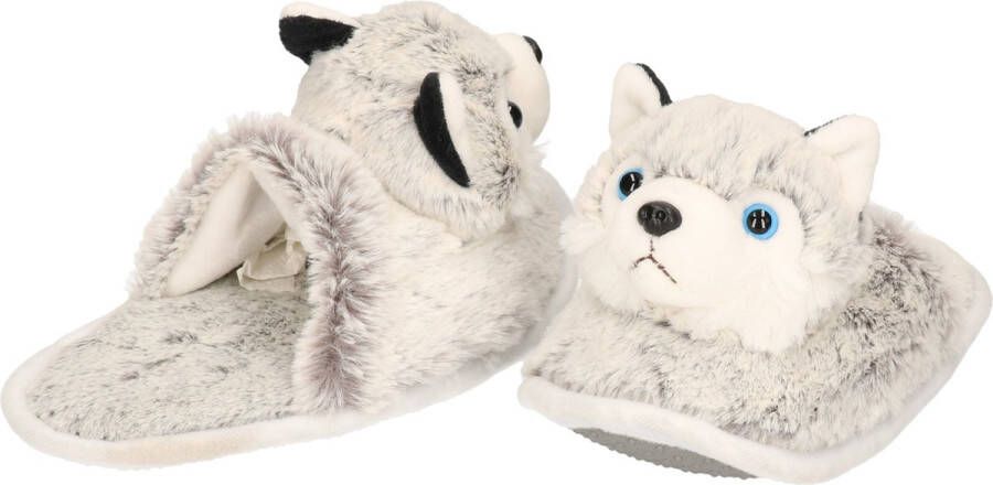 Dieren husky hond sloffen pantoffels voor kinderen Wit