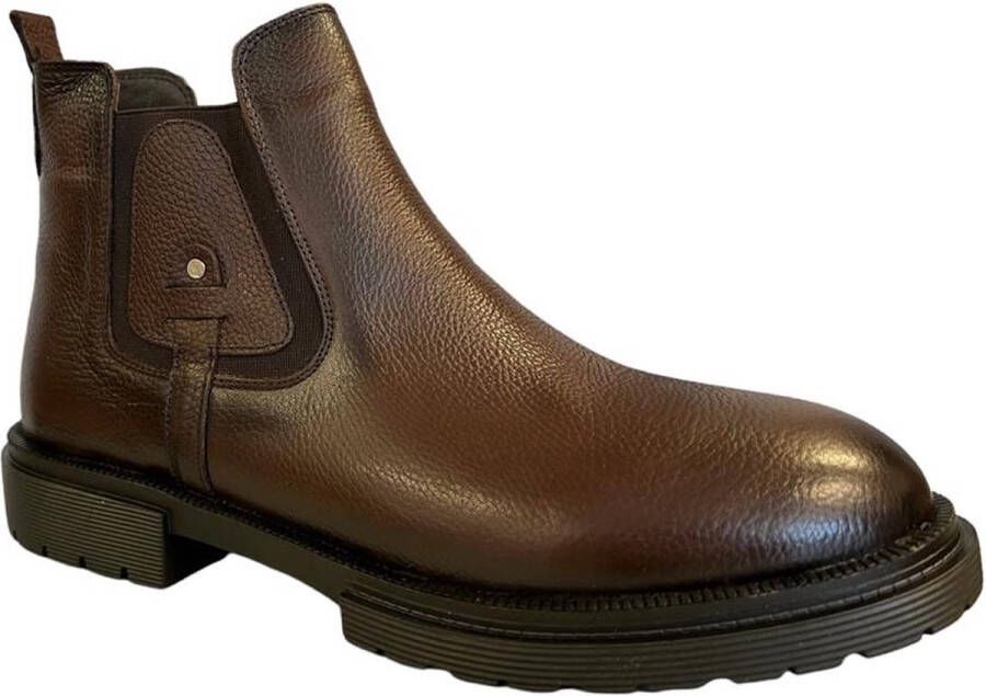 Herenschoenen- Chelsea Boots zonder rits- Mannen laarzen 1005- Leather- Bruin