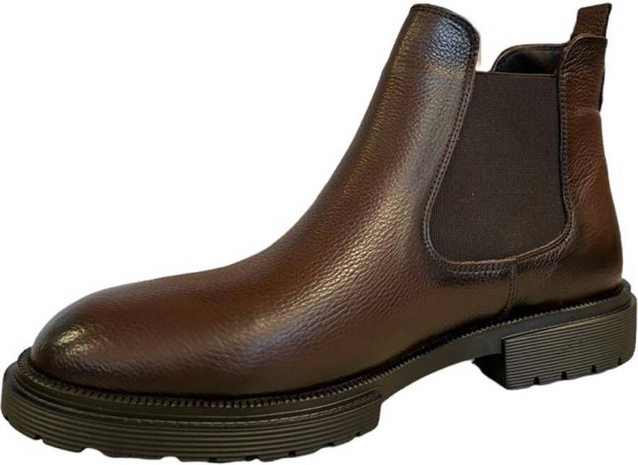 Herenschoenen- Chelsea Boots zonder rits- Mannen laarzen 1005- Leather- Bruin