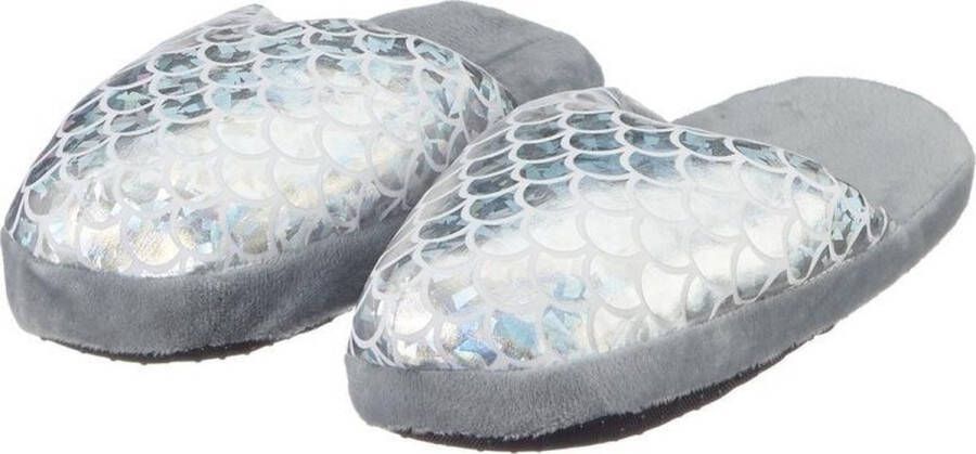 Kinder pantoffels sloffen zeemeermin zilver slippers