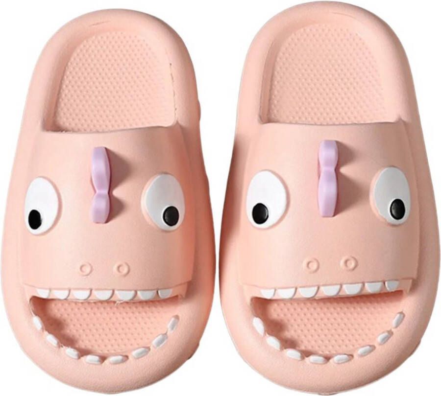 Kinderslippers badslippers kinderen dino roze jongens en meisjes