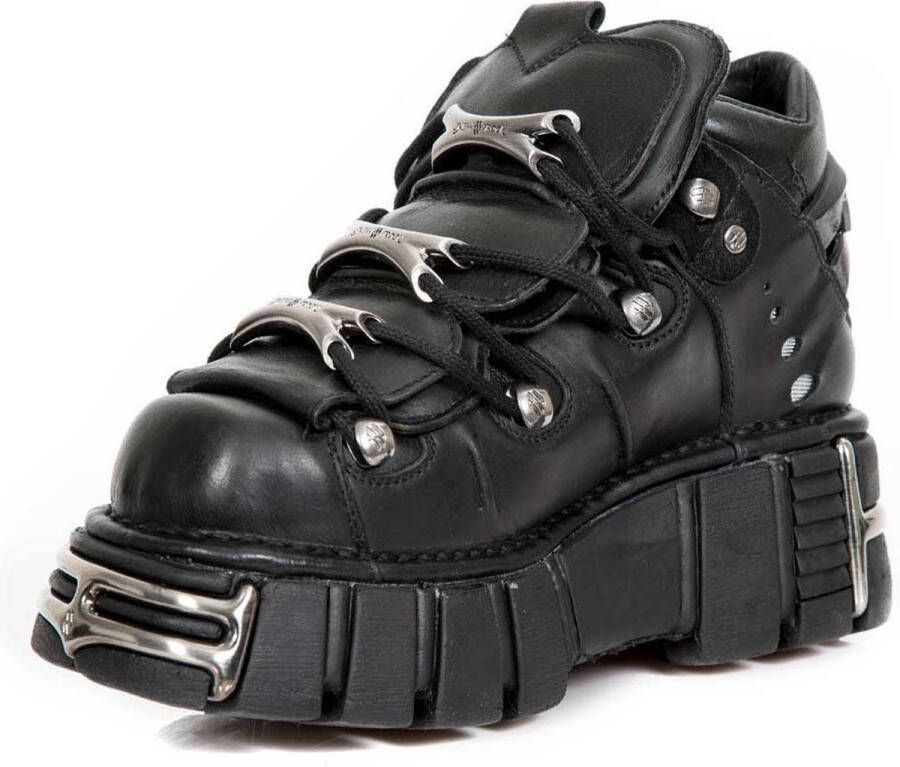 New Rock Lage schoenen M-106-S1 Zwart Zilverkleurig