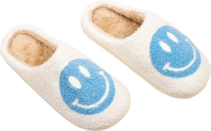 Pantoffel unisex smiley print blauw - Foto 3