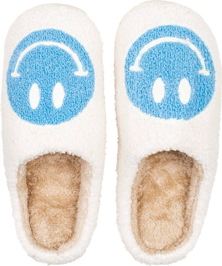 Pantoffel unisex smiley print blauw - Foto 5