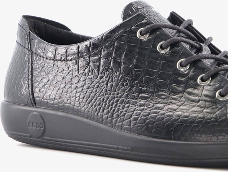 ECCO Soft Classic dames veterschoenen crocoprint Zwart Uitneembare zool