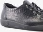 ECCO Soft Classic dames veterschoenen crocoprint Zwart Echt leer Uitneembare zool - Thumbnail 10