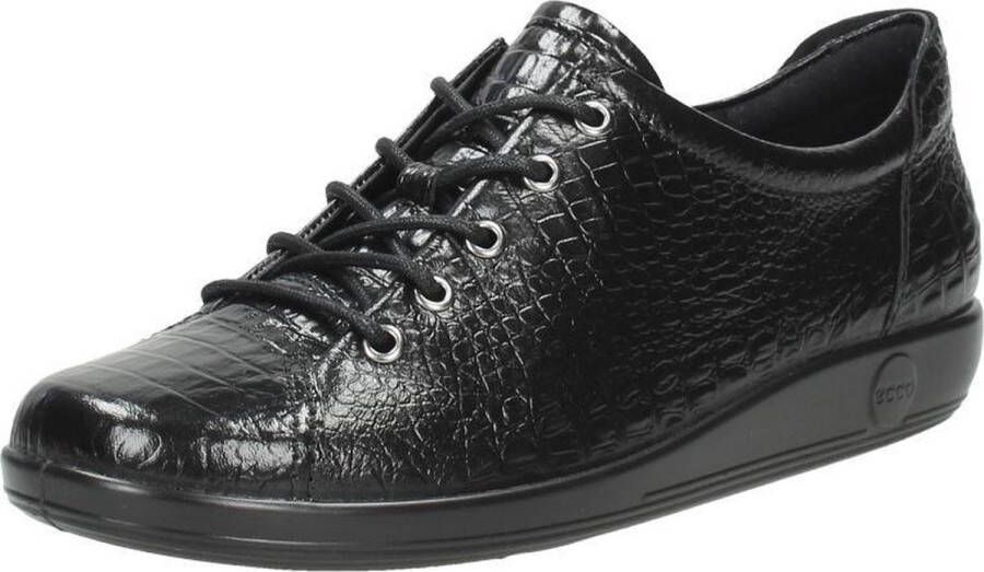 ECCO Soft Classic dames veterschoenen crocoprint Zwart Uitneembare zool