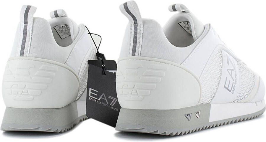 Emporio Ar i EA7 Witte Zilveren Mesh Sneaker Unisex Hardloopschoenen White