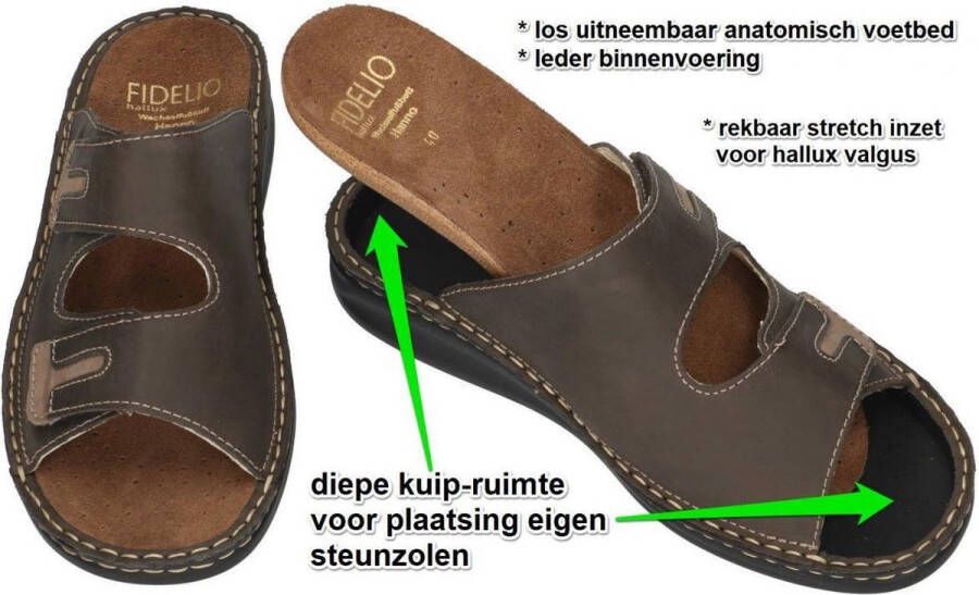 Fidelio Hallux -Heren bruin donker pantoffels & slippers