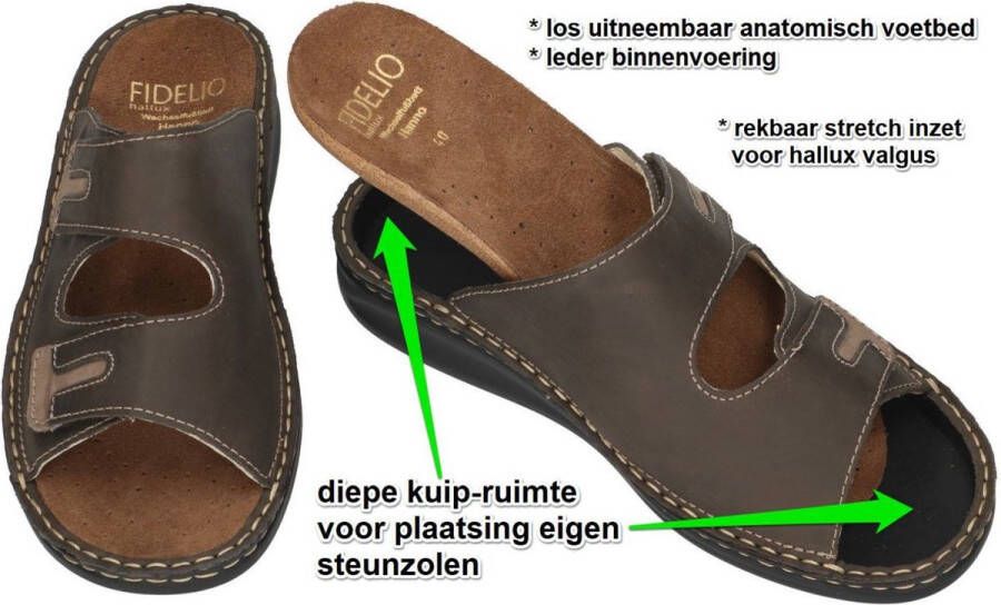 Fidelio Hallux -Heren bruin donker pantoffels & slippers