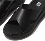 FitFlop F-Mode Leather Flatform Cross Slides ZWART - Thumbnail 8