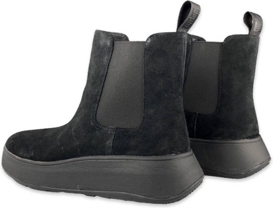 FitFlop F-Mode Suede Flatform Chelsea Boots ZWART