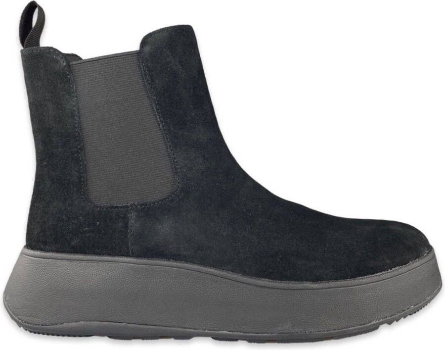 FitFlop F-Mode Suede Flatform Chelsea Boots ZWART