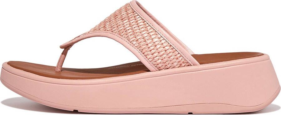 FitFlop F-Mode Woven-Raffia Flatform Toe-Post Sandals ROZE