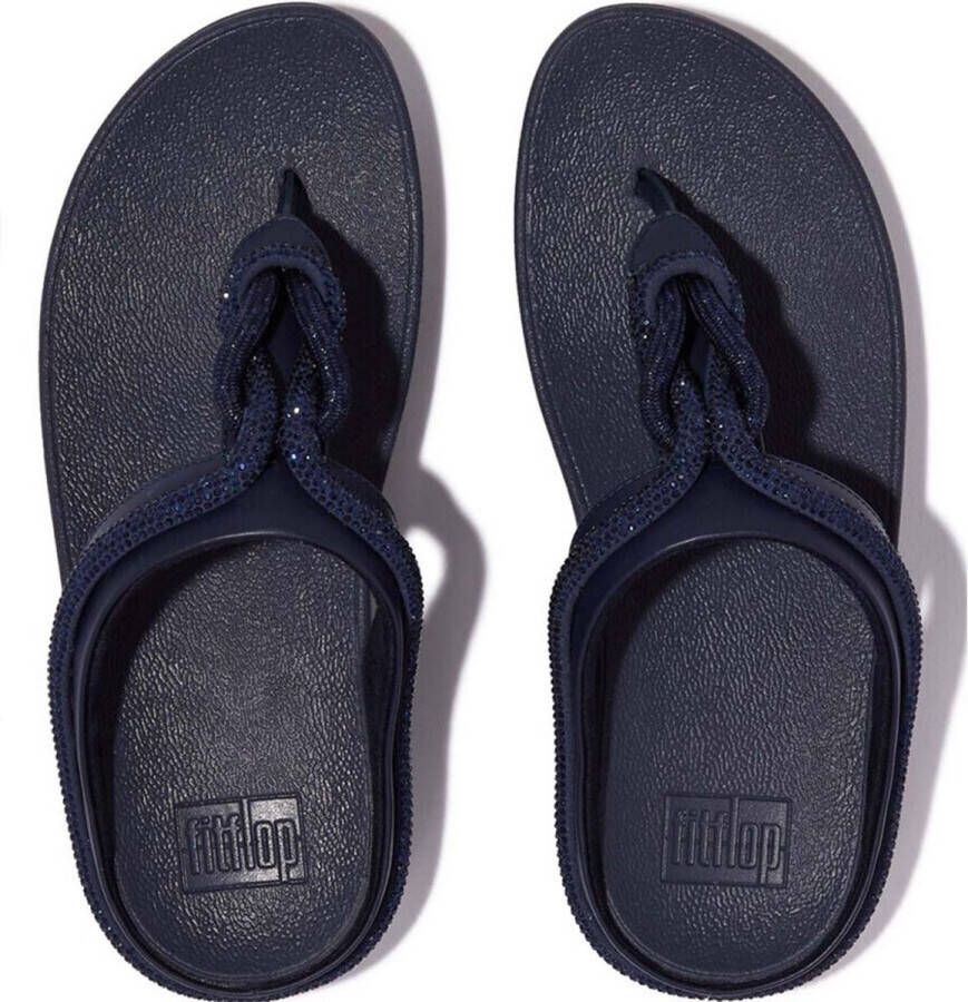 FitFlop Fino Crystal Toe-post Sandalen Zwart Vrouw