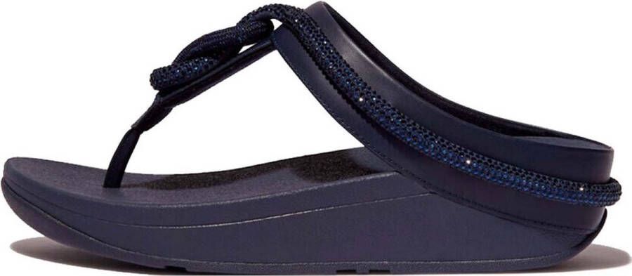 FitFlop Fino Crystal Toe-post Sandalen Zwart Vrouw