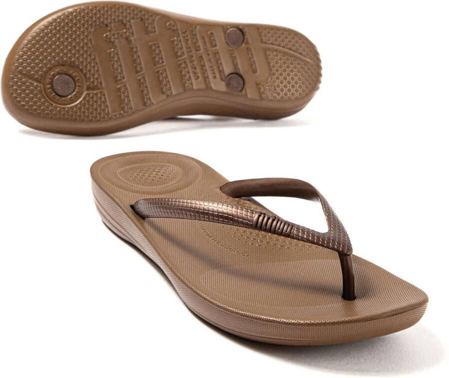 FitFlop IQushion Ergonomic Teenslippers Dames Brons