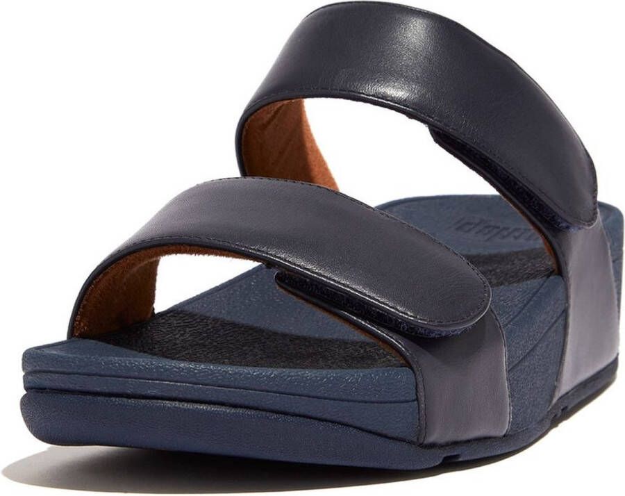 FitFlop Lulu Adjustable Leather Slides BLAUW