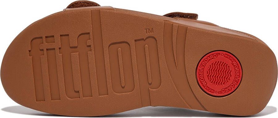 FitFlop Slipper Lulu Adjustable Leather Slides Light Tan Cognac