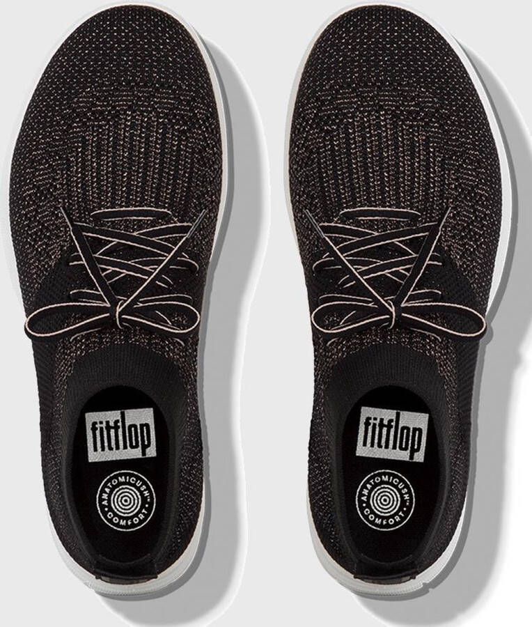 FitFlop Uberknit Slip-On High Top Sneaker laag gekleed Dames Zwart;Zwarte J30-501 -Black Bronze Metall