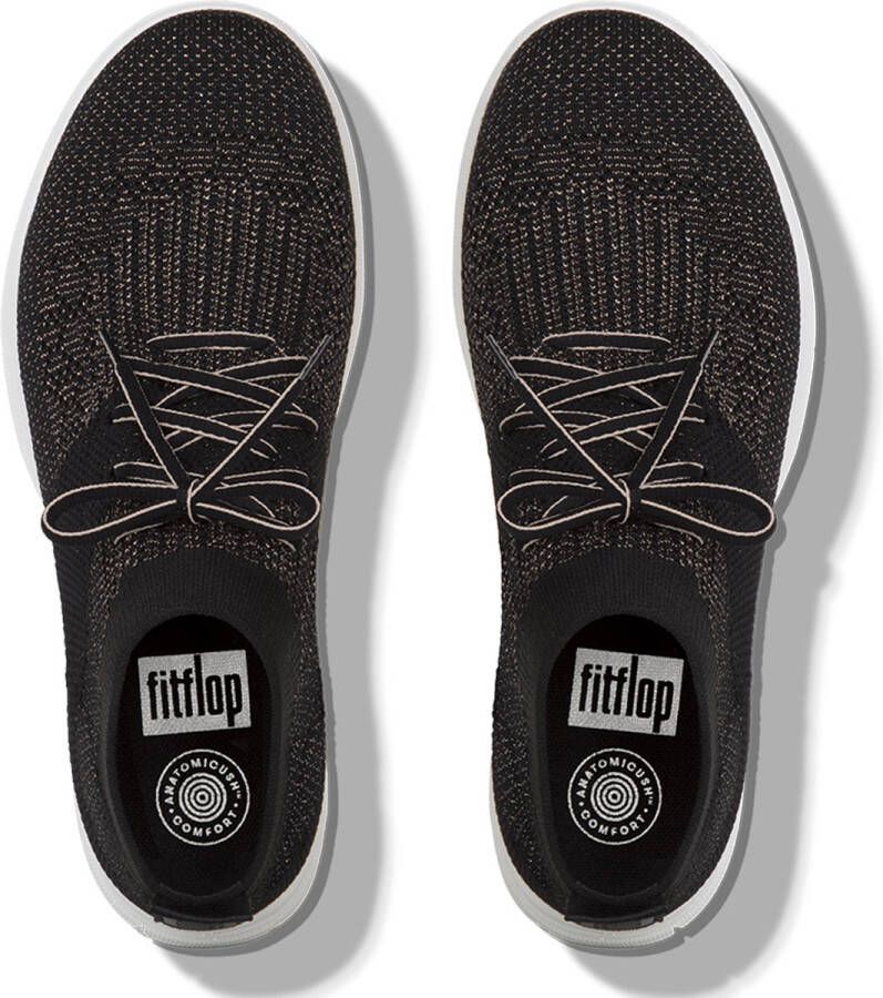 FitFlop Uberknit Slip-On High Top Sneaker laag gekleed Dames Zwart;Zwarte J30-501 -Black Bronze Metall