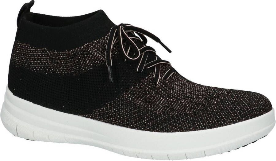 FitFlop Uberknit Slip-On High Top Sneaker laag gekleed Dames Zwart;Zwarte J30-501 -Black Bronze Metall