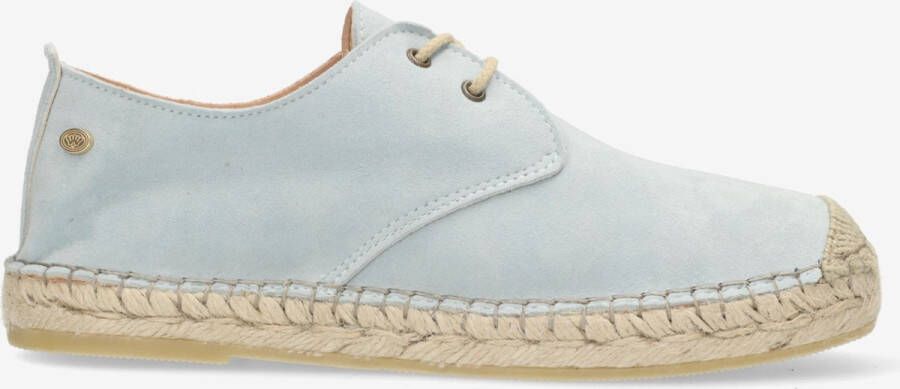 Fred de la bretoniere Espadrille met veters suède baby blauw