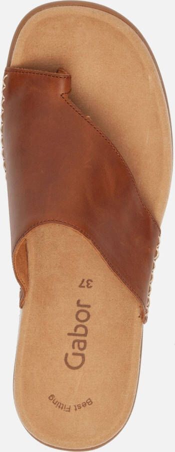 Gabor Cognac Leren Sandalen Platte Ronde Neus Brown Dames - Foto 11