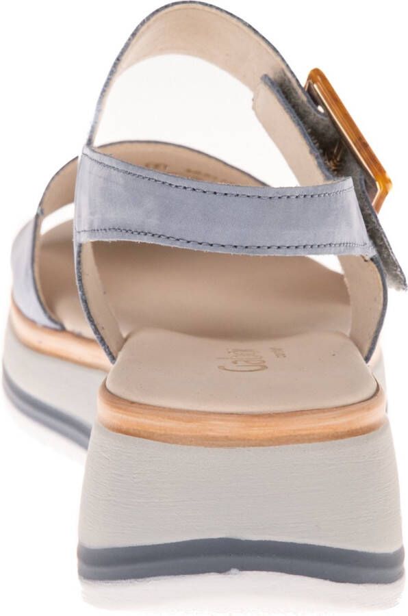 Gabor Blauwe Suède Sandalen Klittenbandsluiting Blue Dames