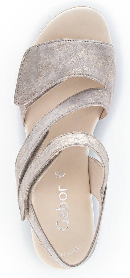 Gabor Gouden Suède Sandalen Velcro Sluiting Beige Dames