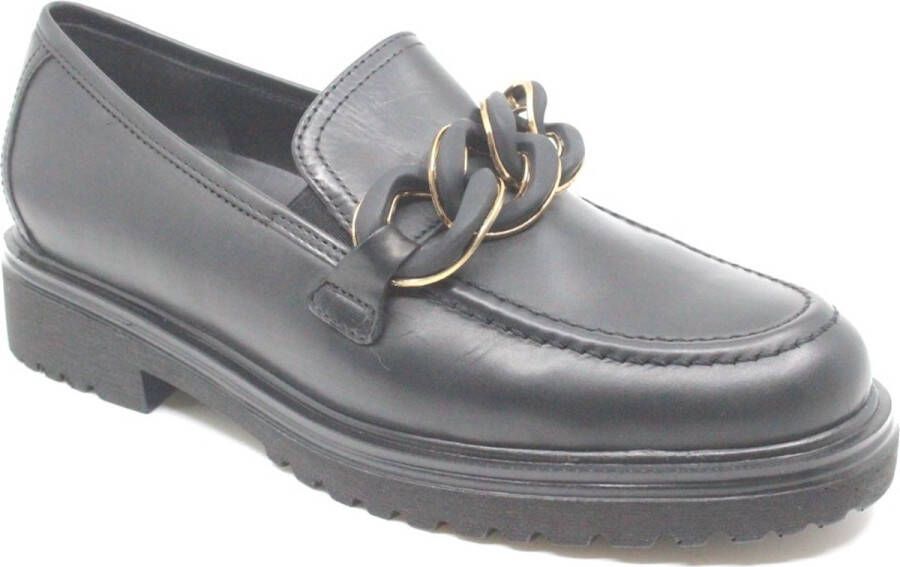 Gabor Stijlvolle zwarte leren loafers met uitneembaar voetbed Black Dames