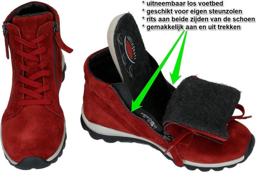 Gabor Rollingsoft Veterboot 96.868.38 Dark Opera Rood Suède