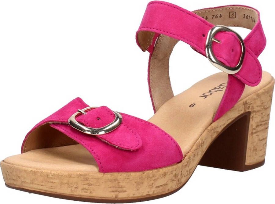 Gabor Roze Suède Sandalen met Kurk Zool Pink Dames - Foto 5