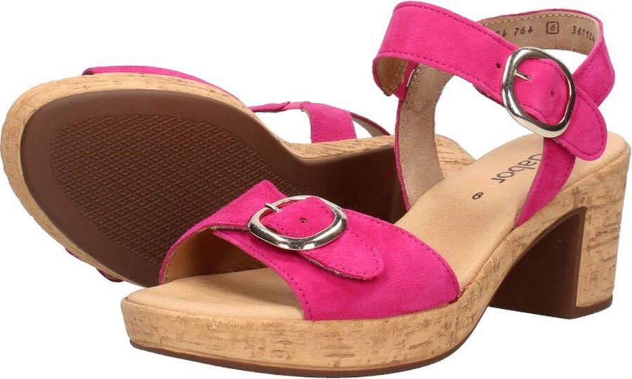 Gabor Roze Suède Sandalen met Kurk Zool Pink Dames - Foto 9