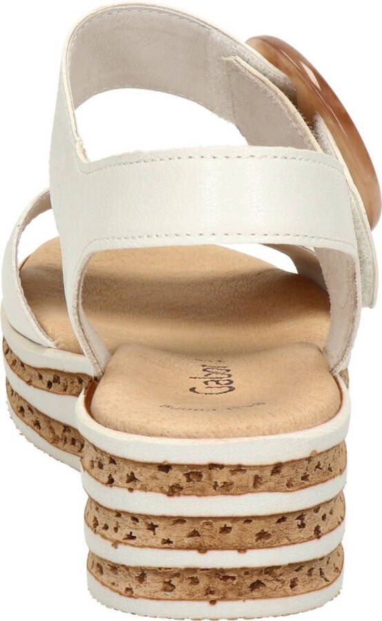 Gabor Beige Leren Sandalen Comfortabele Ronde Vorm Beige Dames