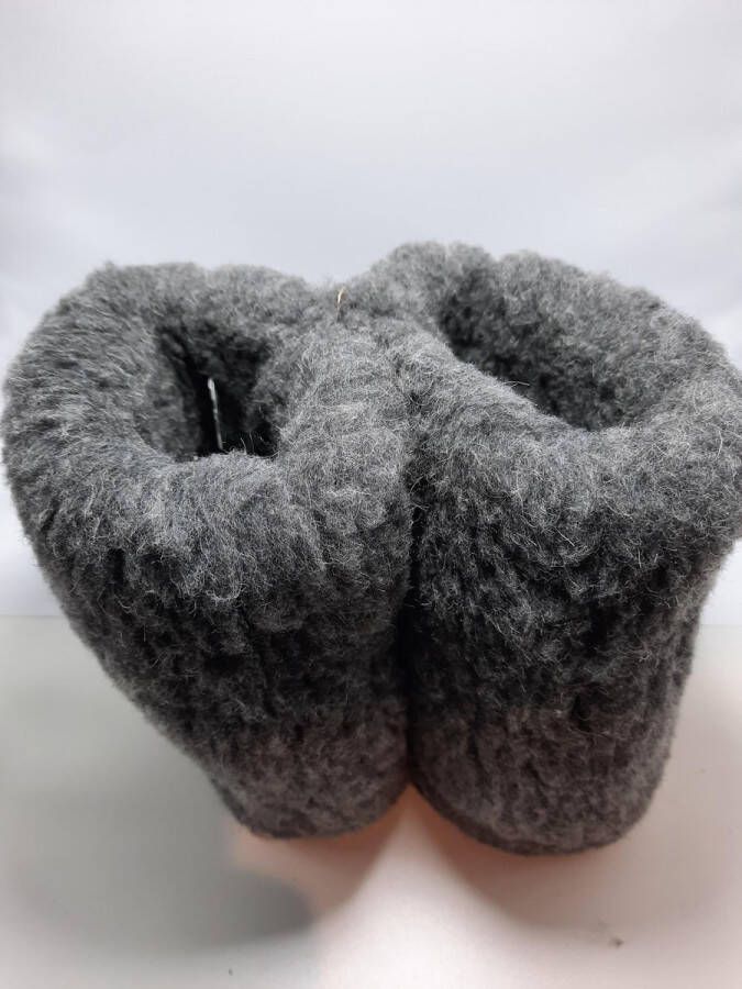 Geen merknaam Schapenwollen sloffen grijs 100% natuurproduct comfortabele nieuwe luxe sloffen direct leverbaar handgemaakt sheep wool shuffle woolen slippers schoen pantoffels warmers slof - Foto 2